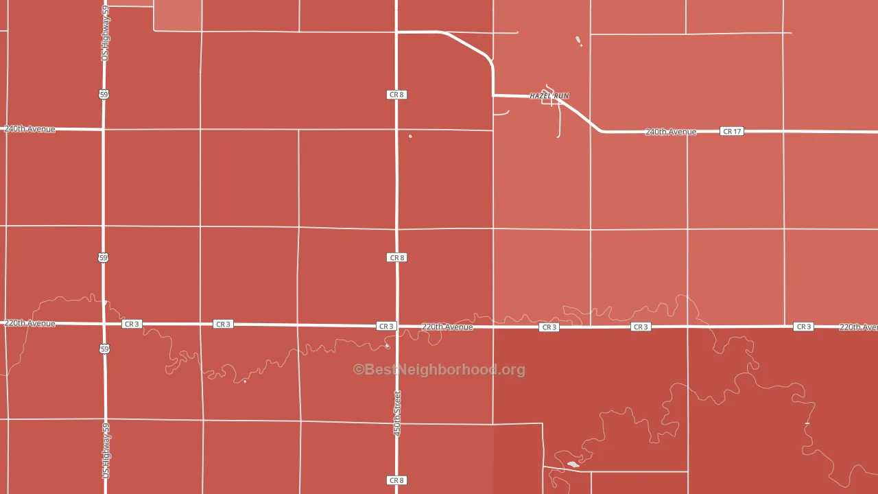 Hazel Run, MN block-group political-lean map