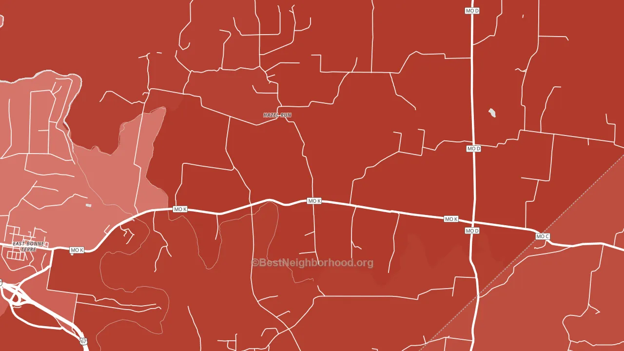 Hazel Run, MO block-group political-lean map