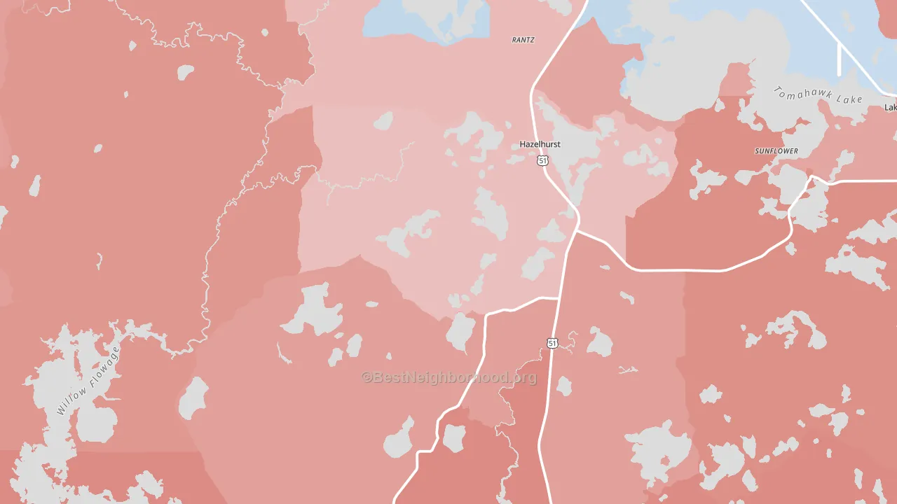Hazelhurst, WI block-group political-lean map