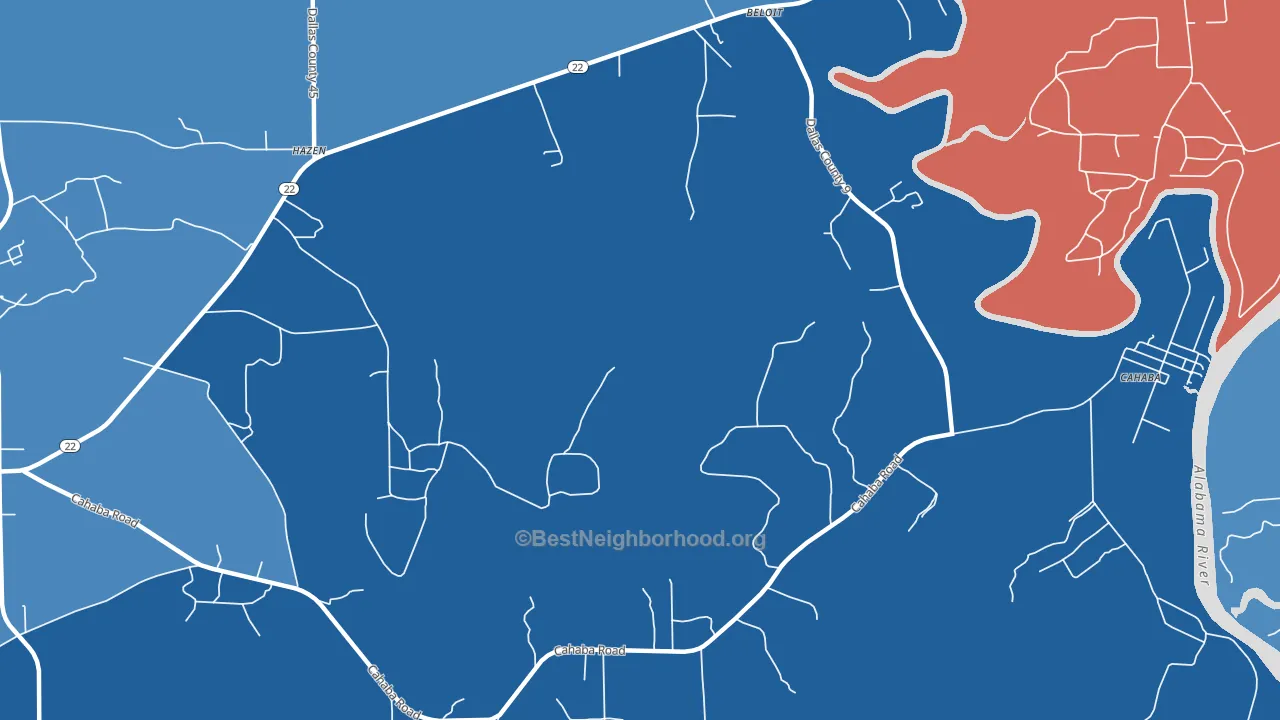 Hazen, AL block-group political-lean map