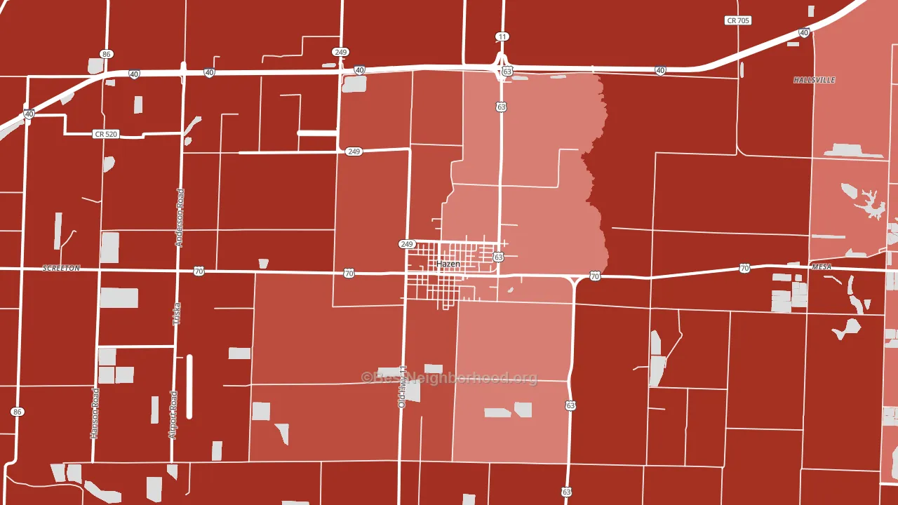 Hazen, AR block-group political-lean map