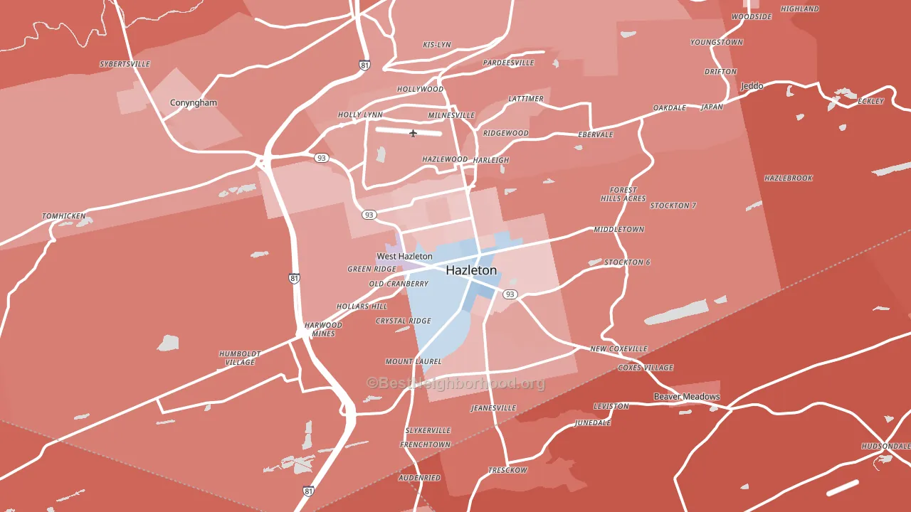 Hazleton, PA block-group political-lean map