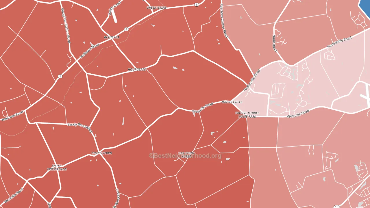 Hazlettville, DE block-group political-lean map