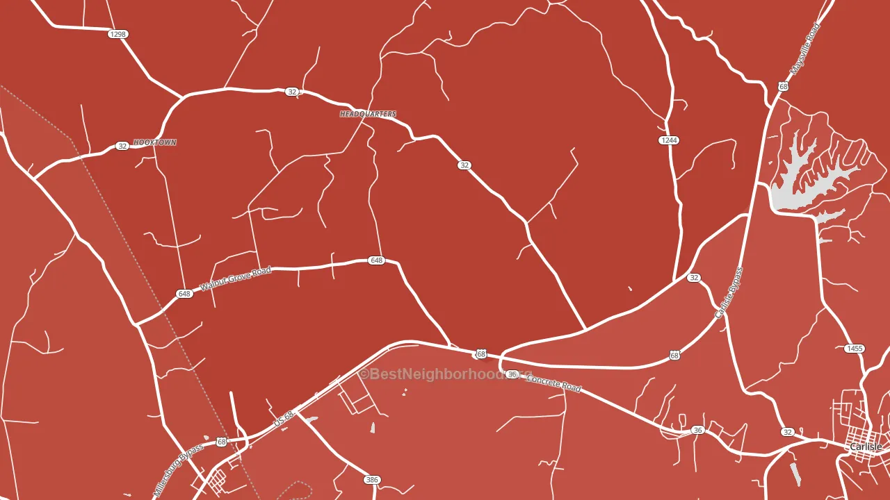 Headquarters, KY block-group political-lean map