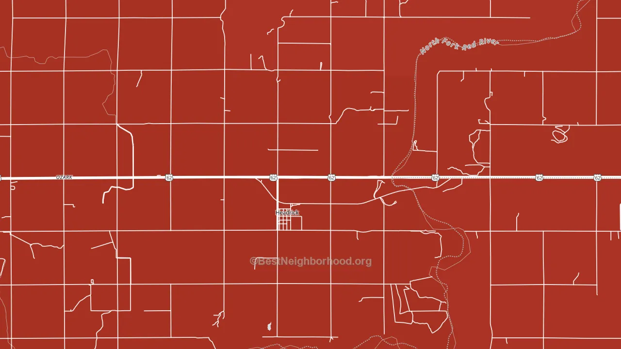 Headrick, OK block-group political-lean map