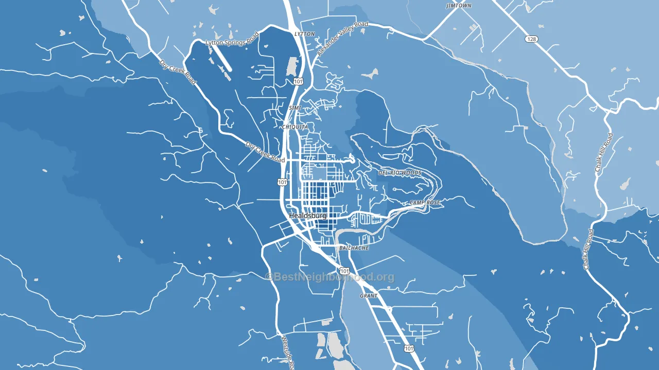 Healdsburg, CA block-group political-lean map