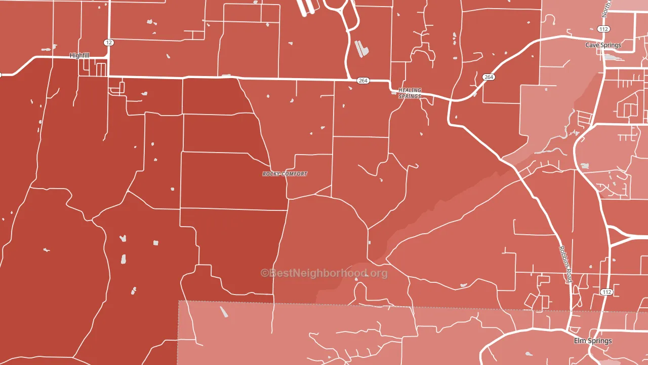 Healing Springs, AR block-group political-lean map