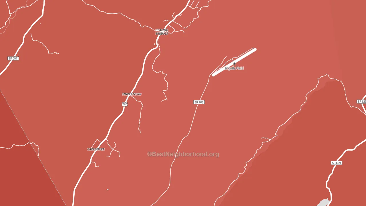 Healing Springs, VA block-group political-lean map
