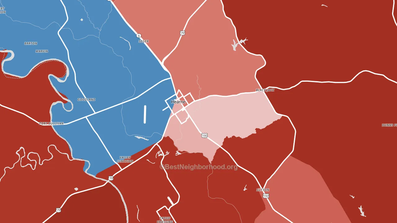 Hearne, TX block-group political-lean map