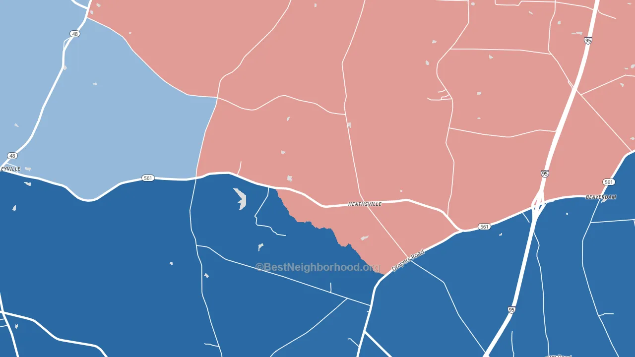 Heathsville, NC block-group political-lean map