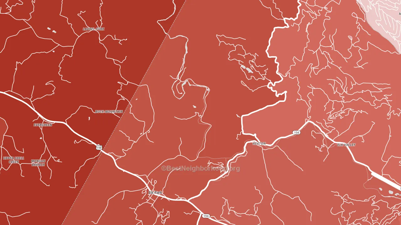 Heaton, NC block-group political-lean map