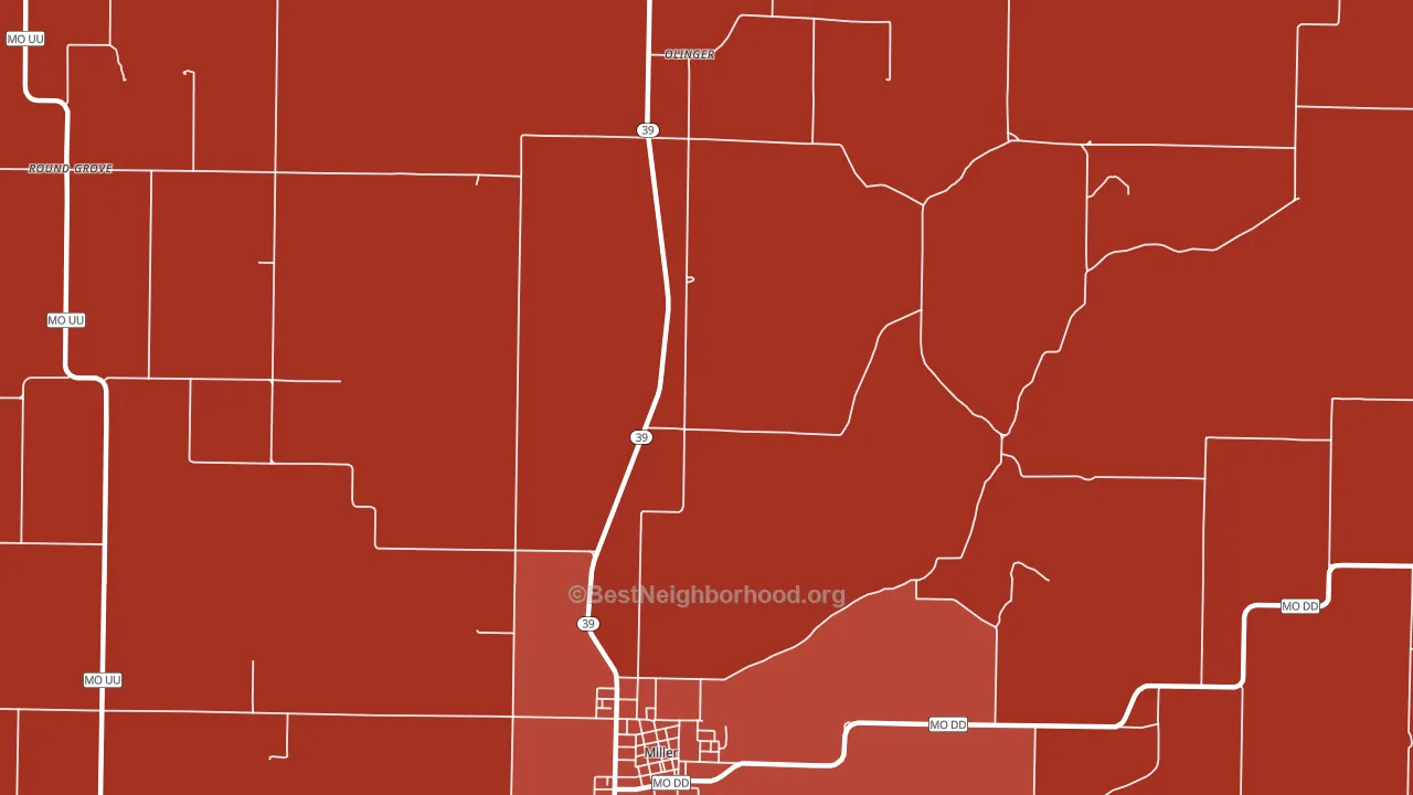 Heatonville, MO block-group political-lean map