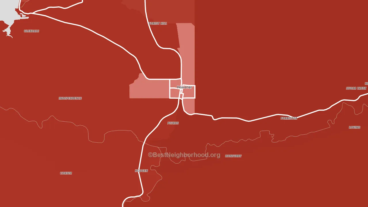 Heavener, OK block-group political-lean map