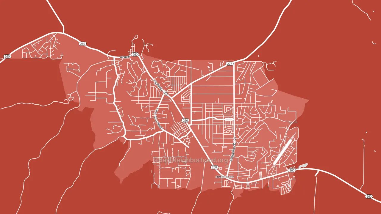 Heber-Overgaard, AZ block-group political-lean map