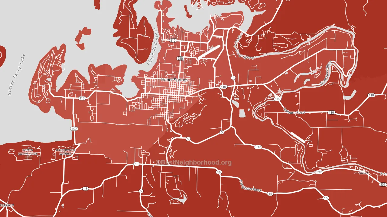 Heber Springs, AR block-group political-lean map