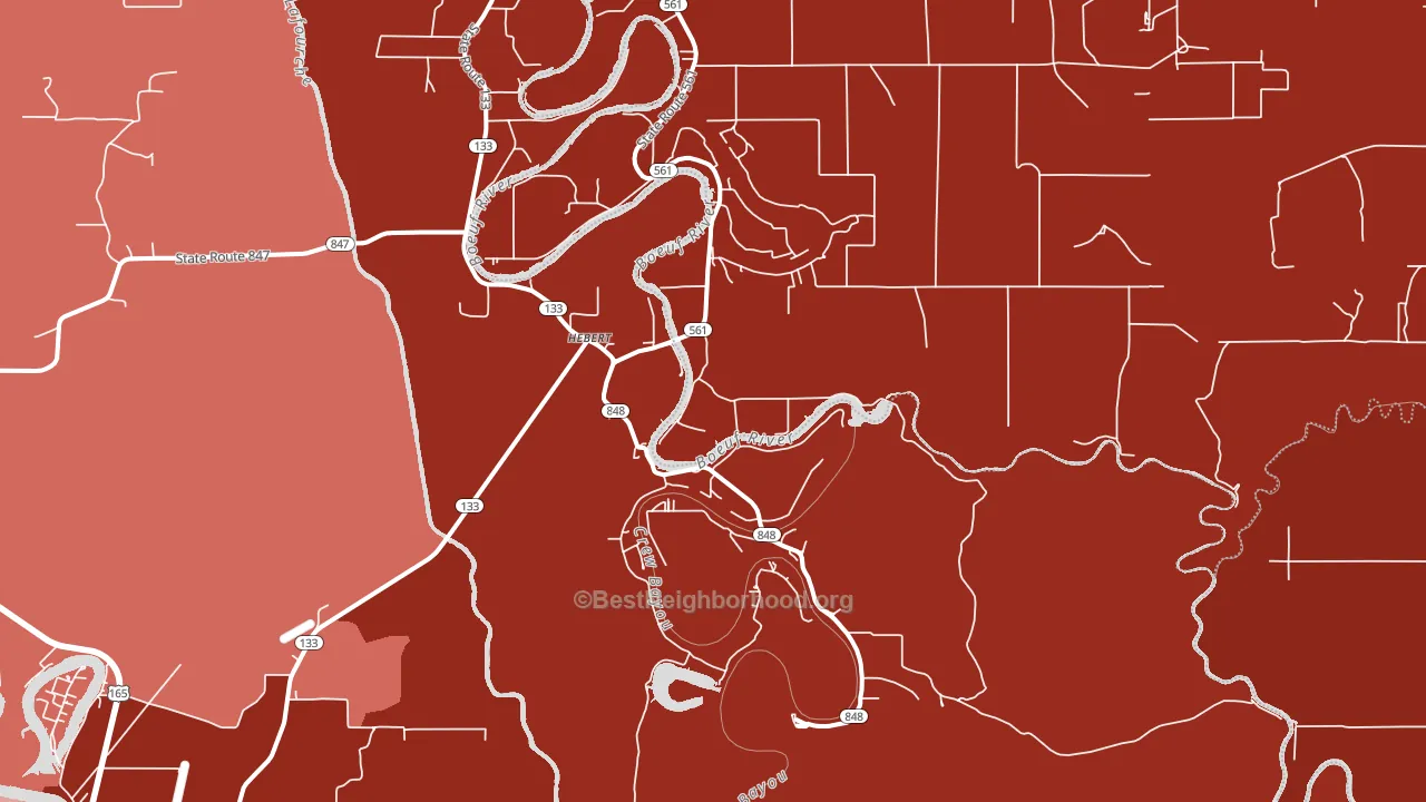 Hebert, LA block-group political-lean map