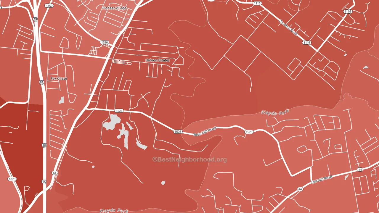 Hebron Estates, KY block-group political-lean map