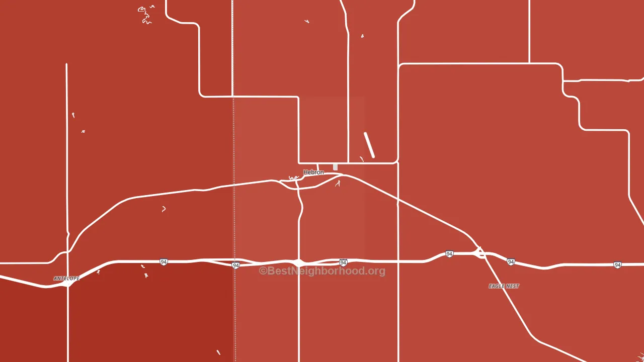 Hebron, ND block-group political-lean map