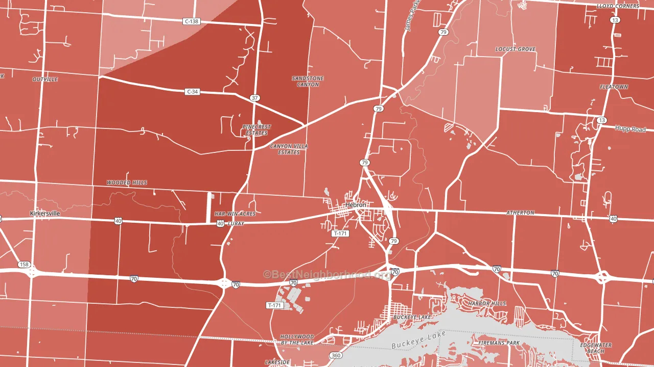 Hebron, OH block-group political-lean map