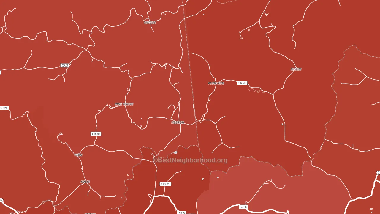 Hebron, WV block-group political-lean map