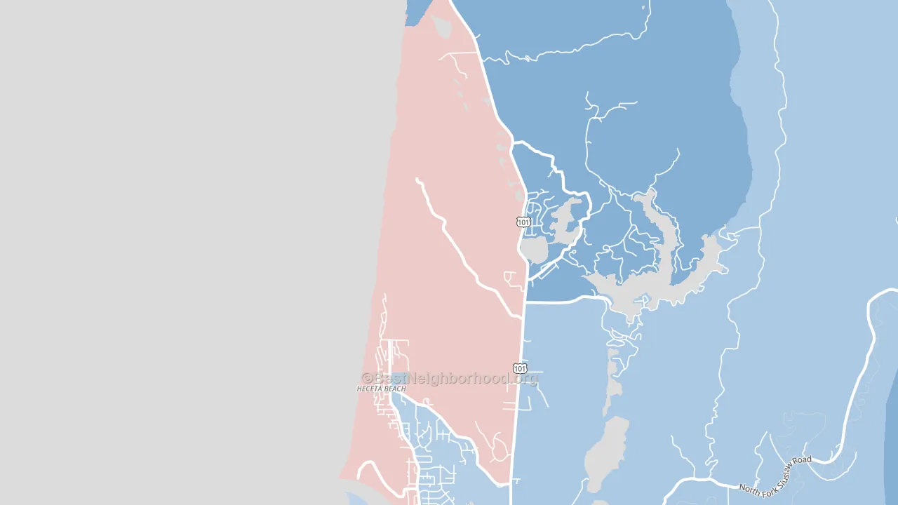 Heceta Beach, OR block-group political-lean map