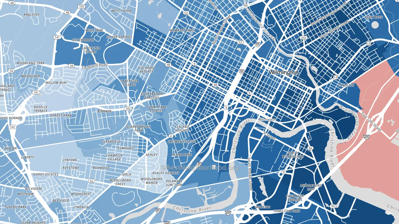 Hedgeville, Wilmington, DE block-group political-lean map