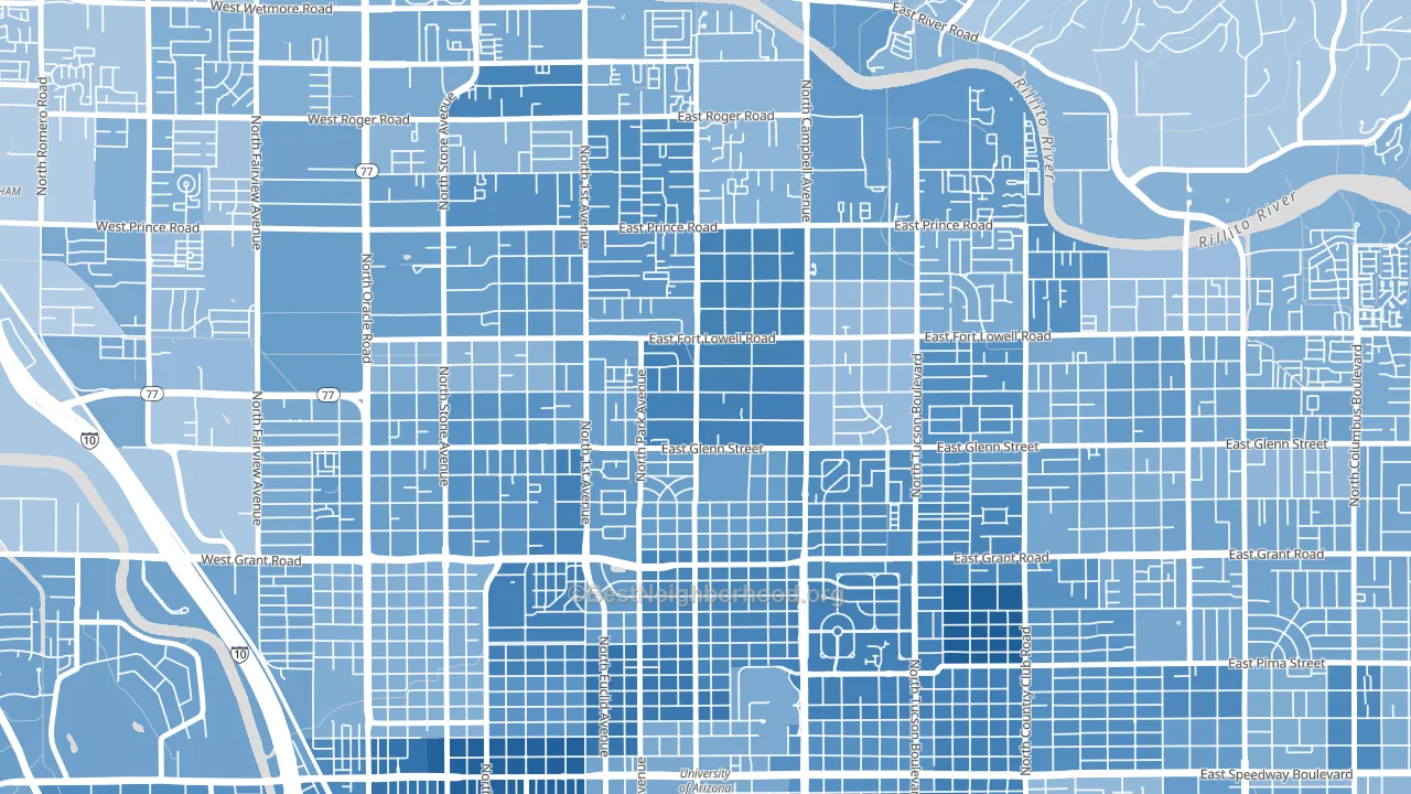 Hedrick Acres, Tucson, AZ block-group political-lean map