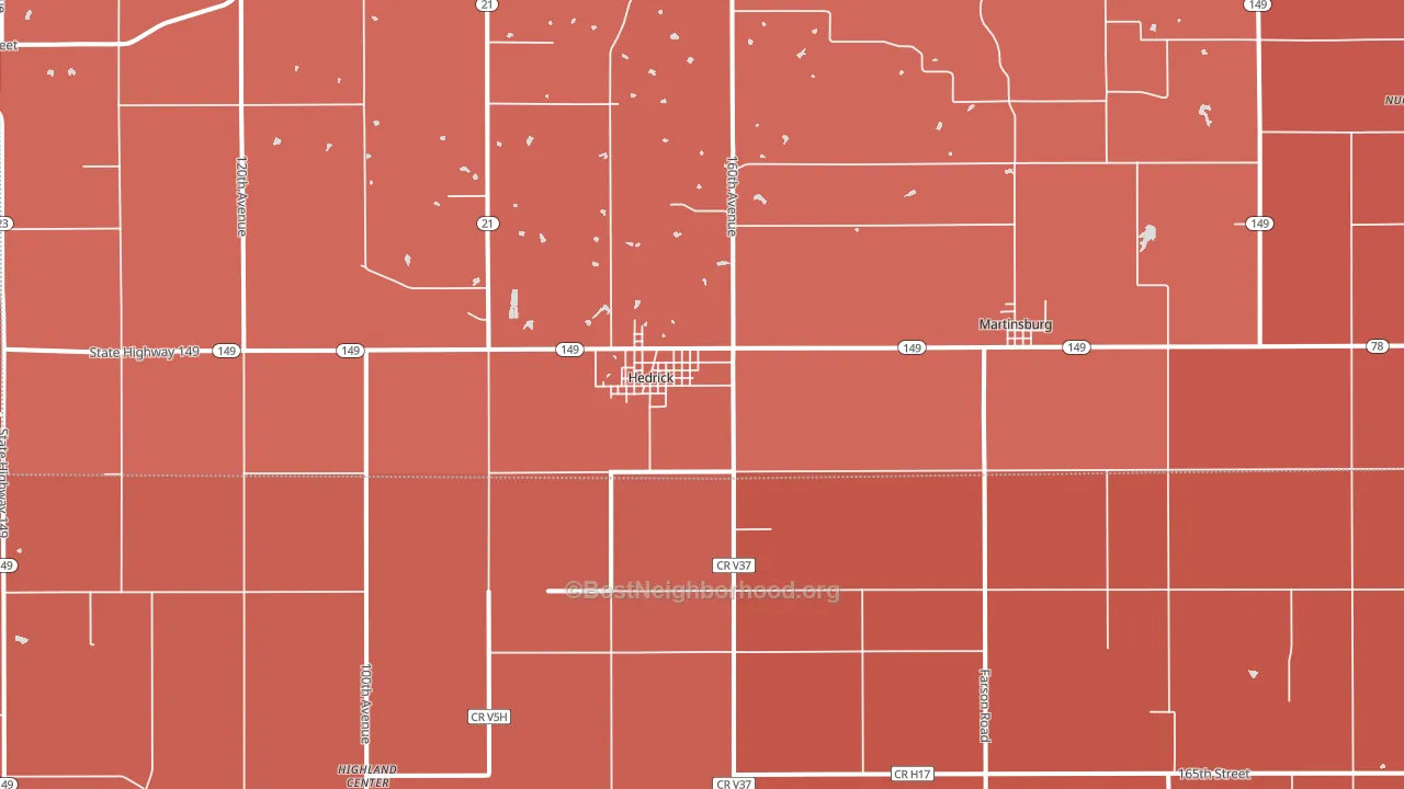 Hedrick, IA block-group political-lean map