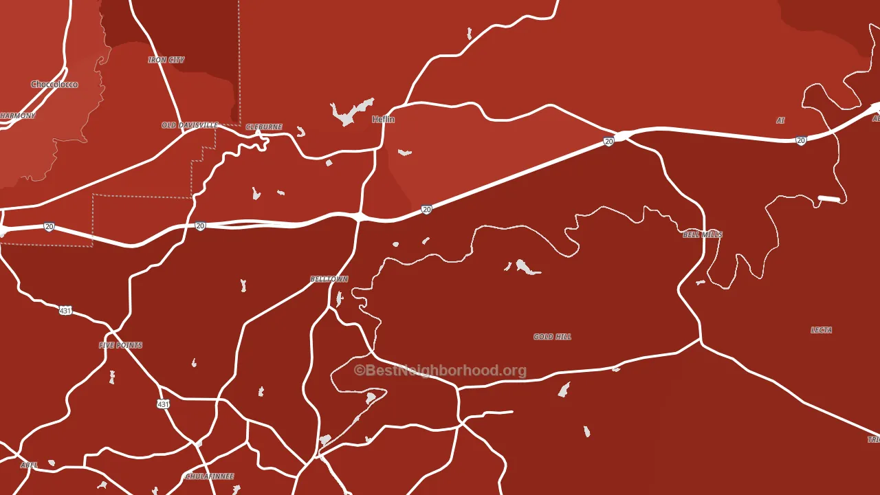 Heflin, AL block-group political-lean map