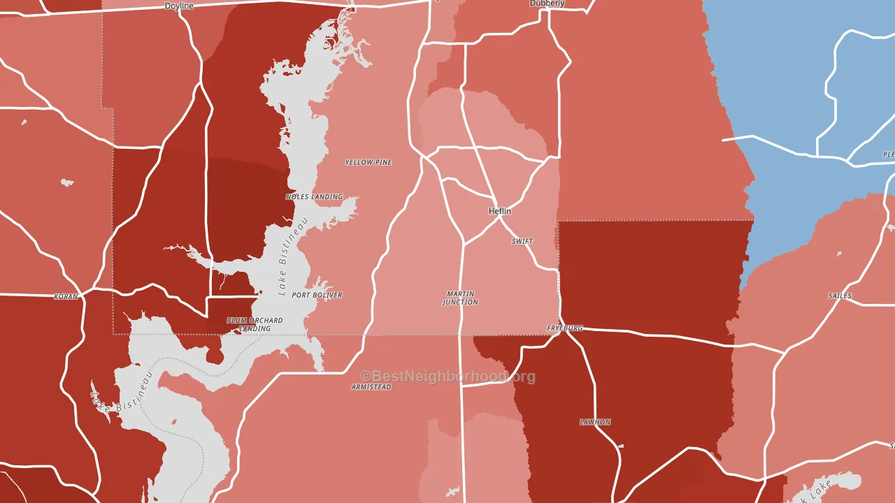 Heflin, LA block-group political-lean map