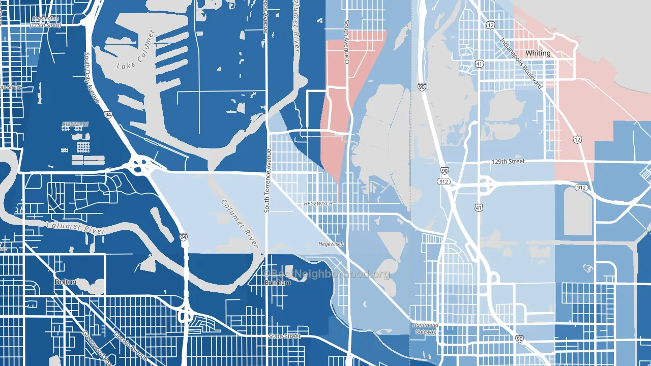 Hegewisch, Chicago, IL block-group political-lean map