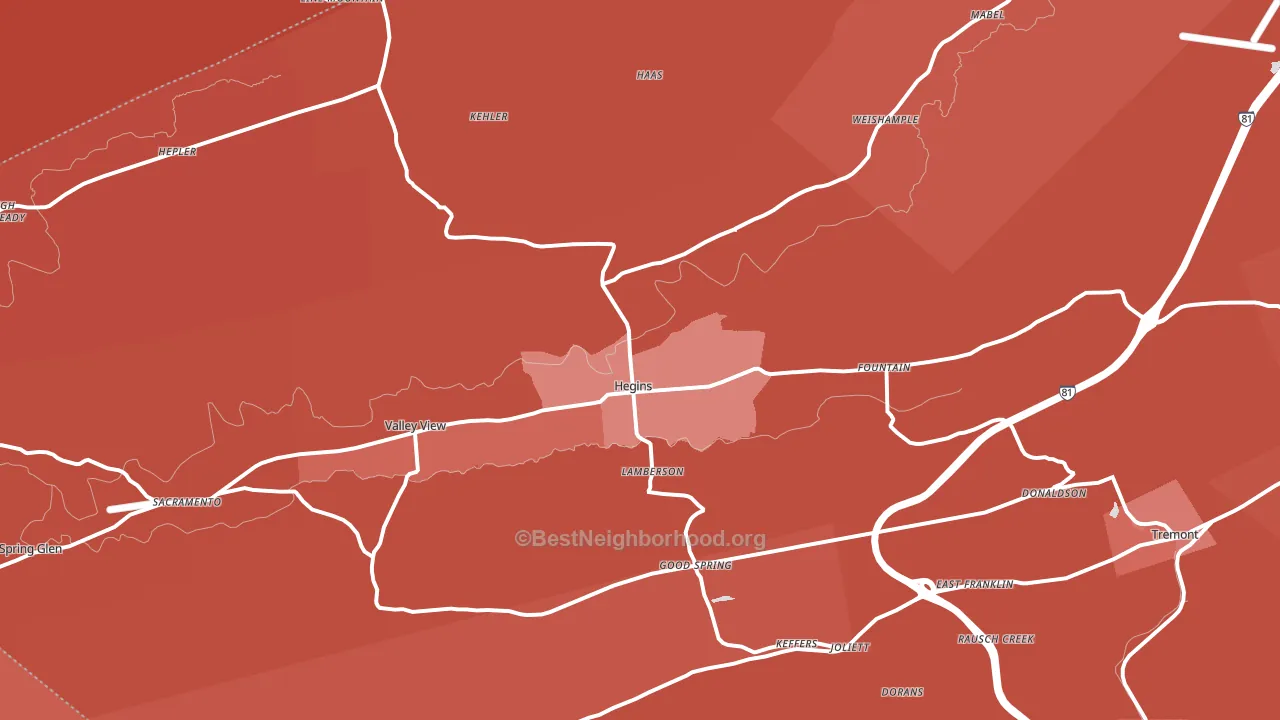 Hegins, PA block-group political-lean map