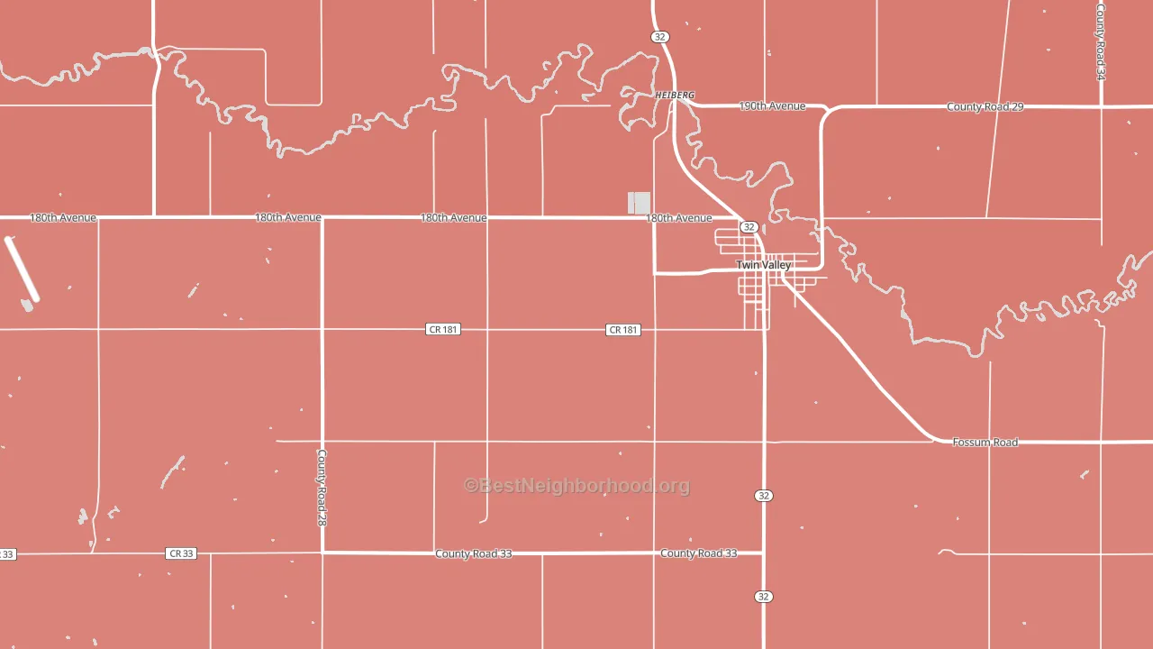 Heiberg, MN block-group political-lean map
