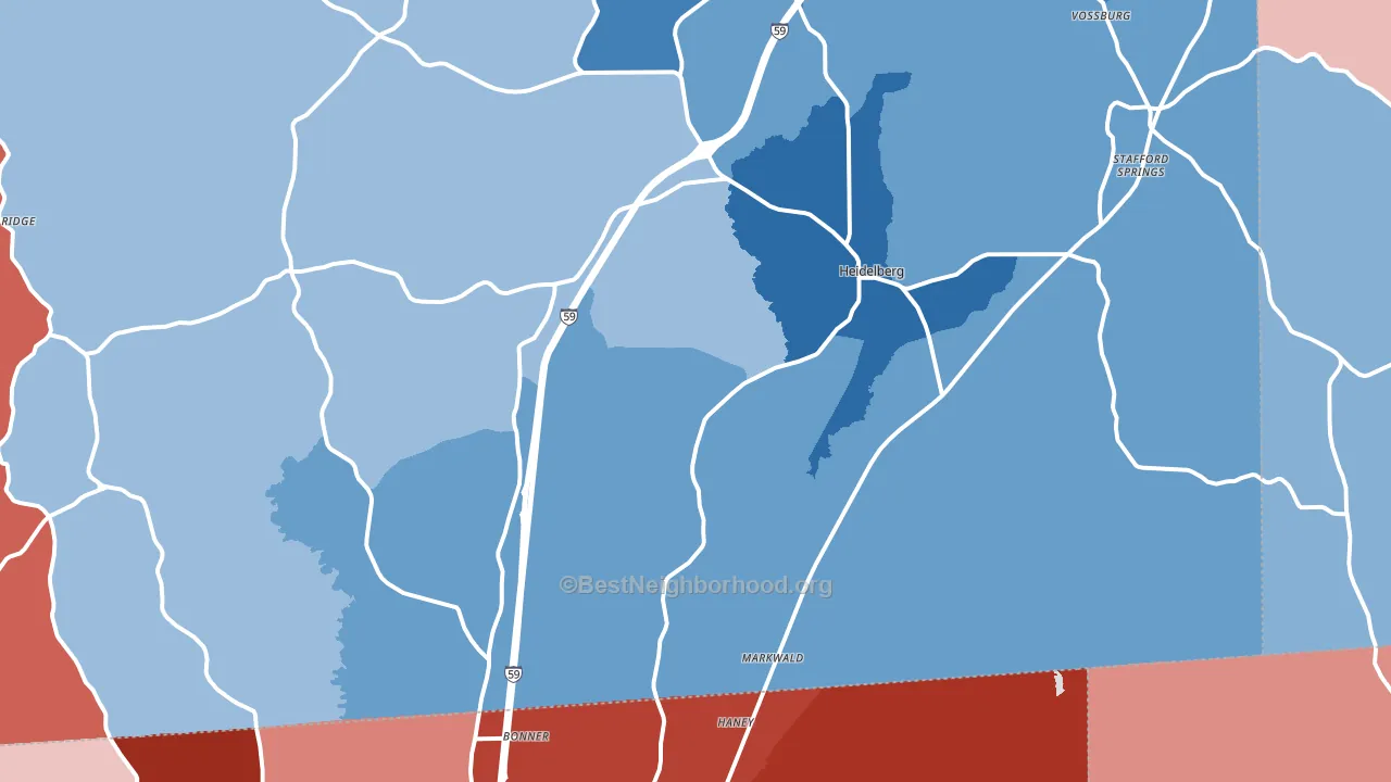 Heidelberg, MS block-group political-lean map