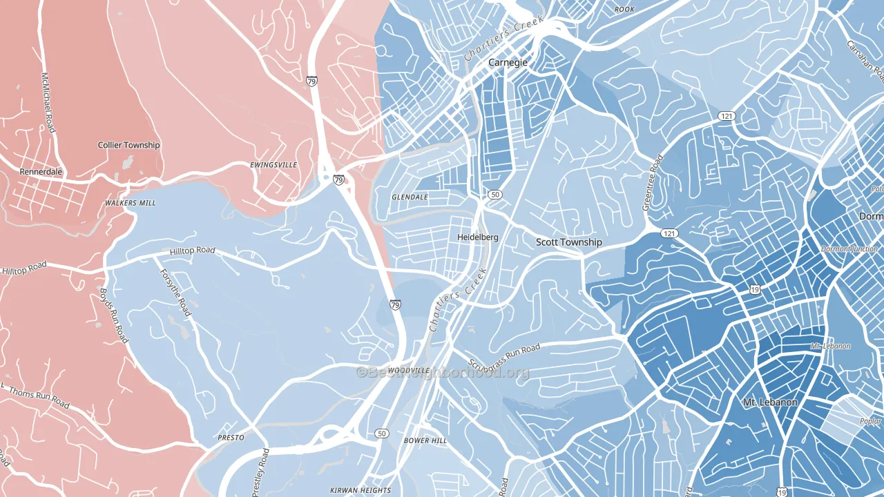 Heidelberg, PA block-group political-lean map