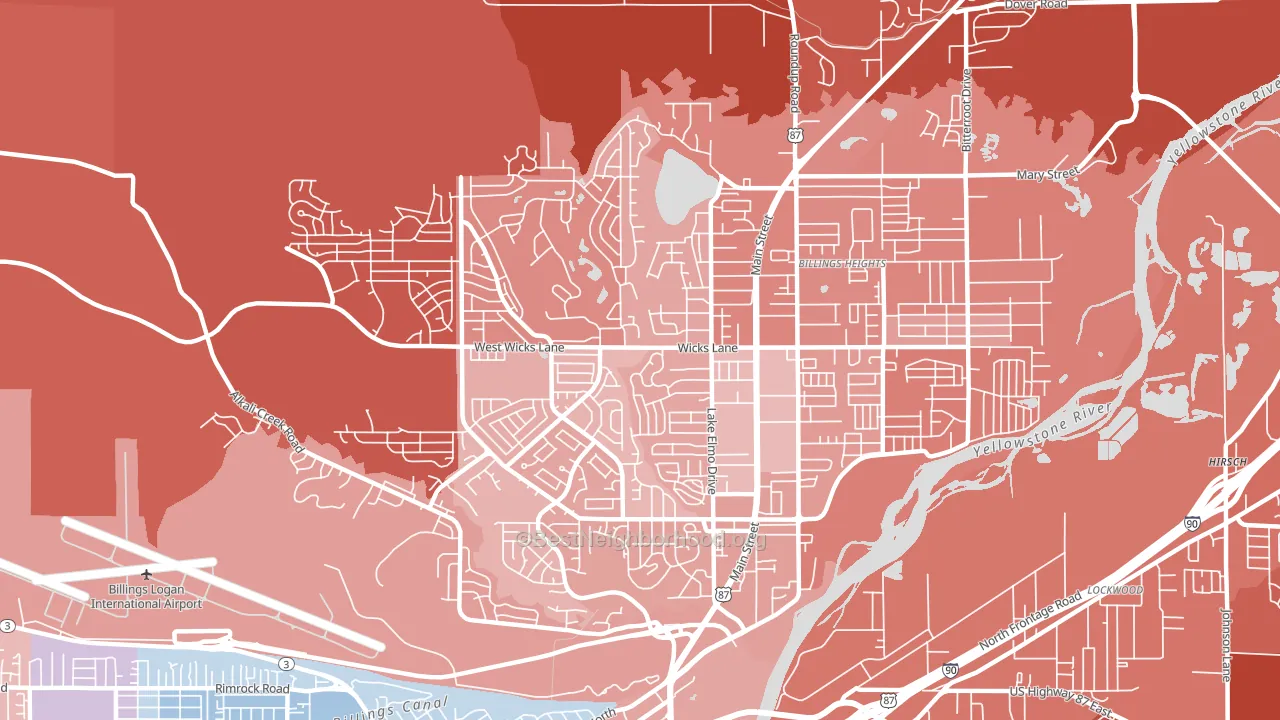 Heights, Billings, MT block-group political-lean map