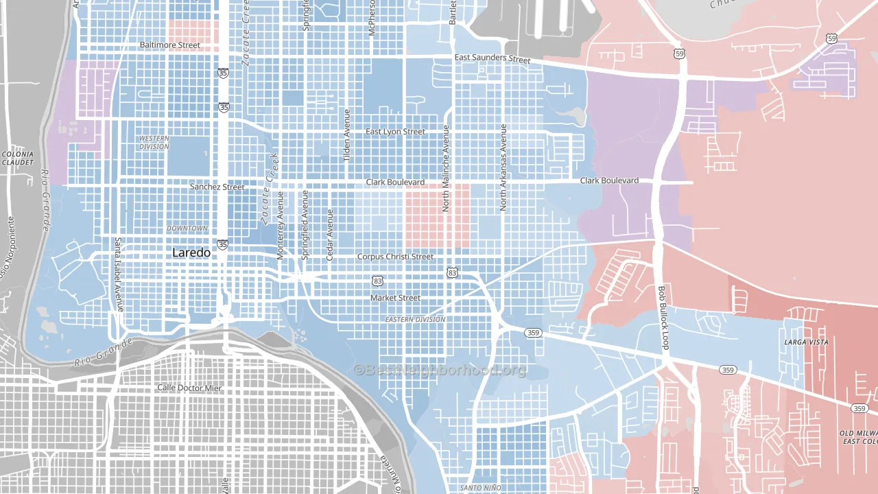 Heights, Laredo, TX block-group political-lean map