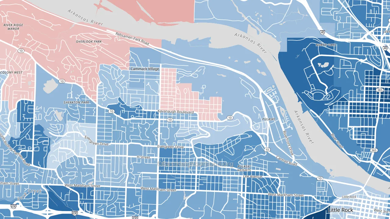 Heights, Little Rock, AR block-group political-lean map