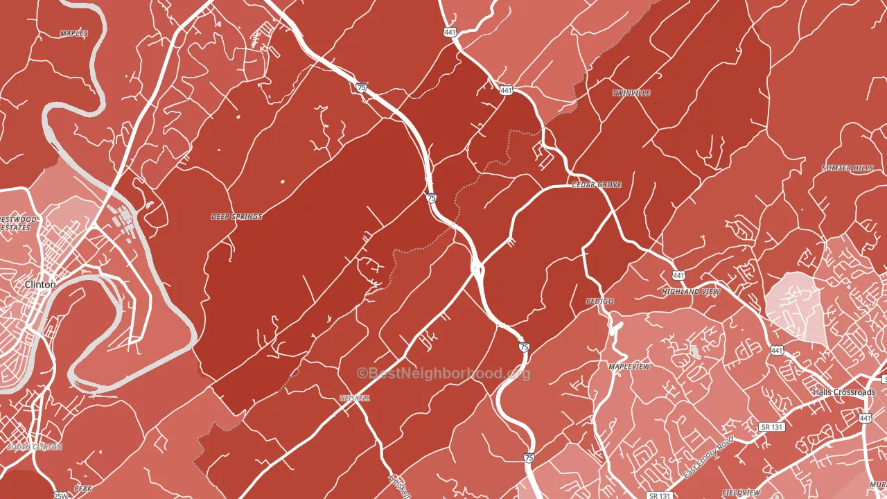 Heiskell, TN block-group political-lean map
