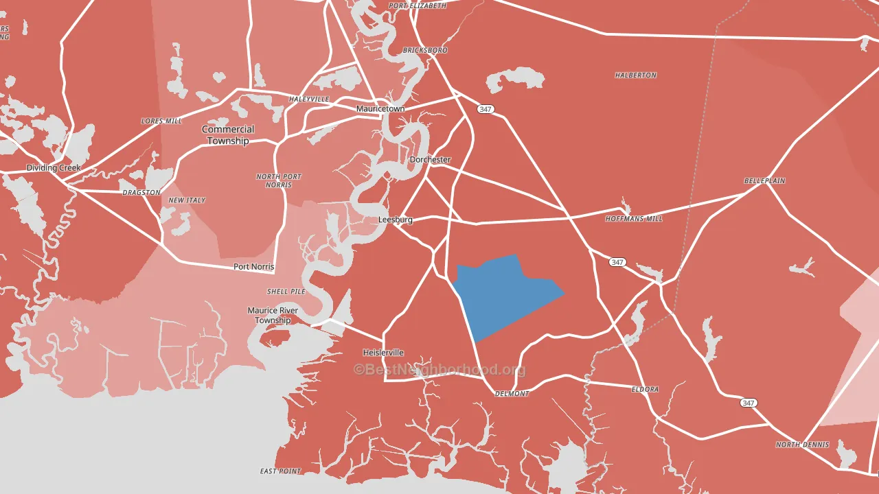 Heislerville, NJ block-group political-lean map
