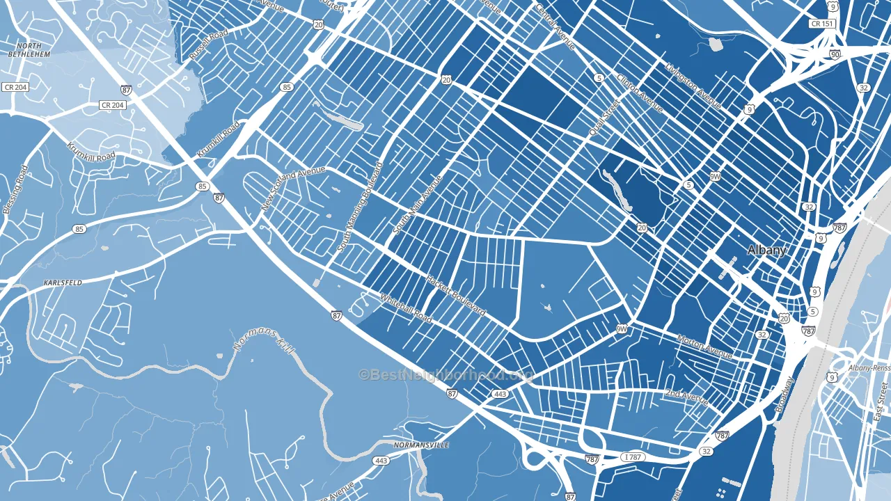 Helderberg, Albany, NY block-group political-lean map
