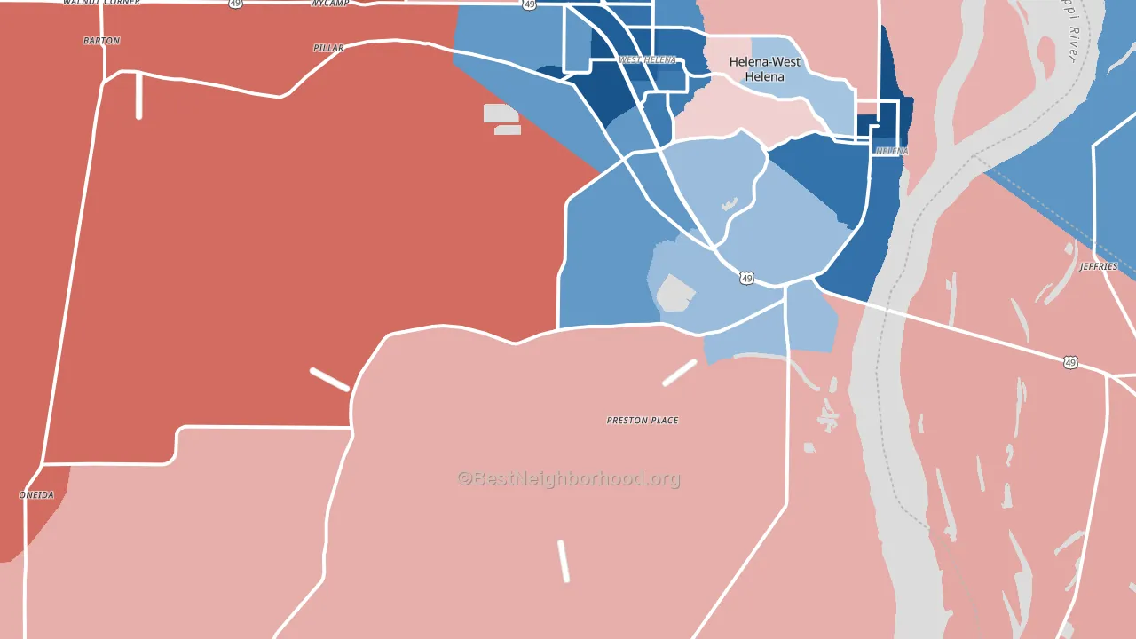 Helena, AR block-group political-lean map