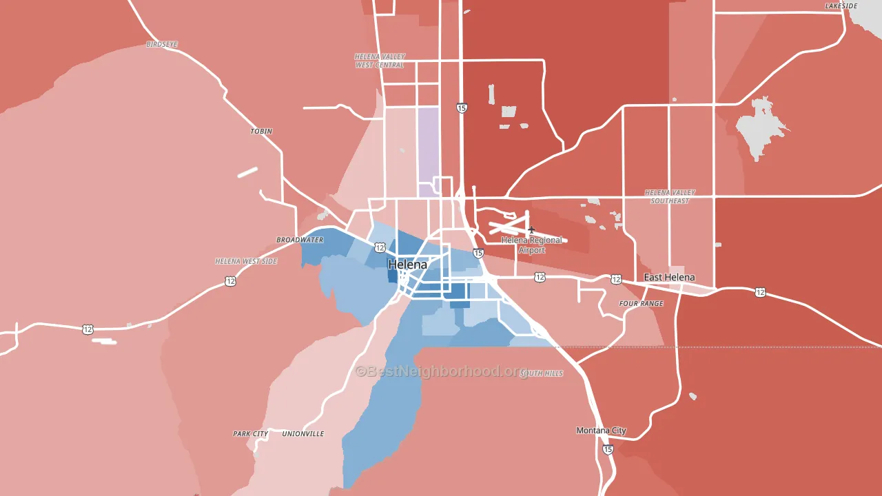 Helena, MT block-group political-lean map