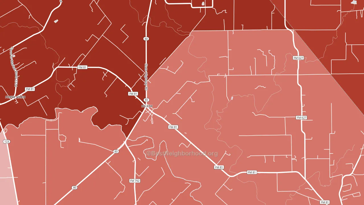 Helena, TX block-group political-lean map