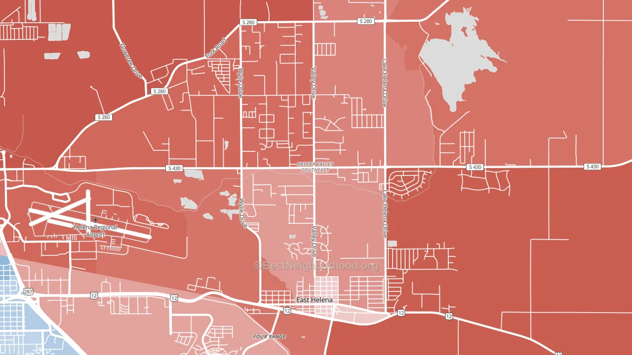 Helena Valley Southeast, MT block-group political-lean map