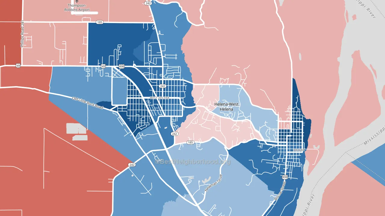 Helena-West Helena, AR block-group political-lean map