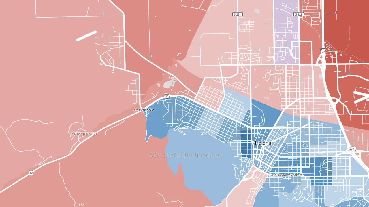 Helena West Side, MT block-group political-lean map