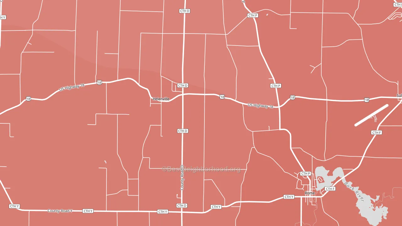Helenville, WI block-group political-lean map