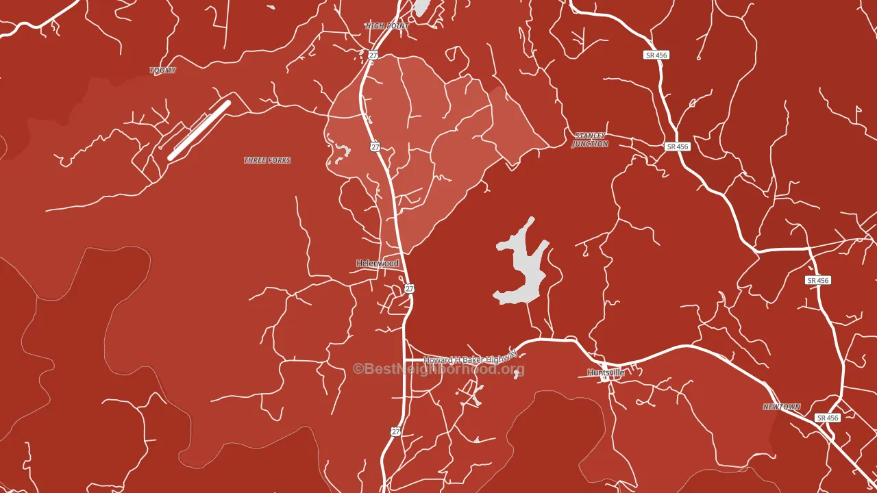 Helenwood, TN block-group political-lean map