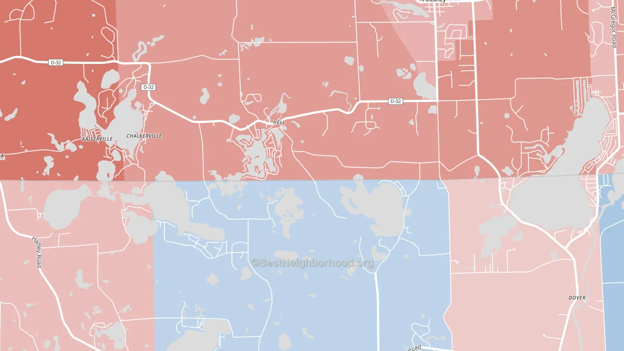Hell, MI block-group political-lean map